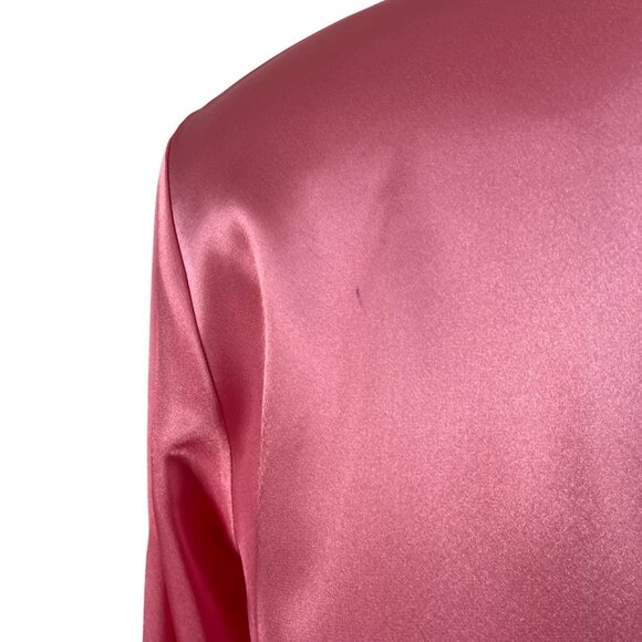 Morgan Taylor Luxurious Pink Satin Floral Embroidered Pajama Set Sz L - New - Picture 15 of 16